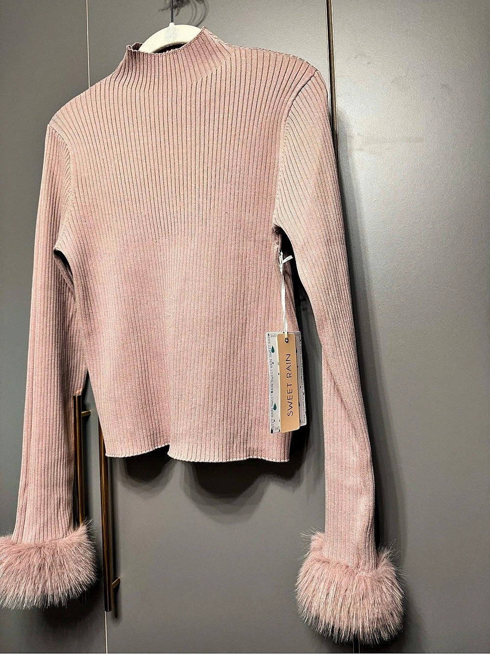 Sweet Rain Pink Ribbed Turtleneck Sweater NWT